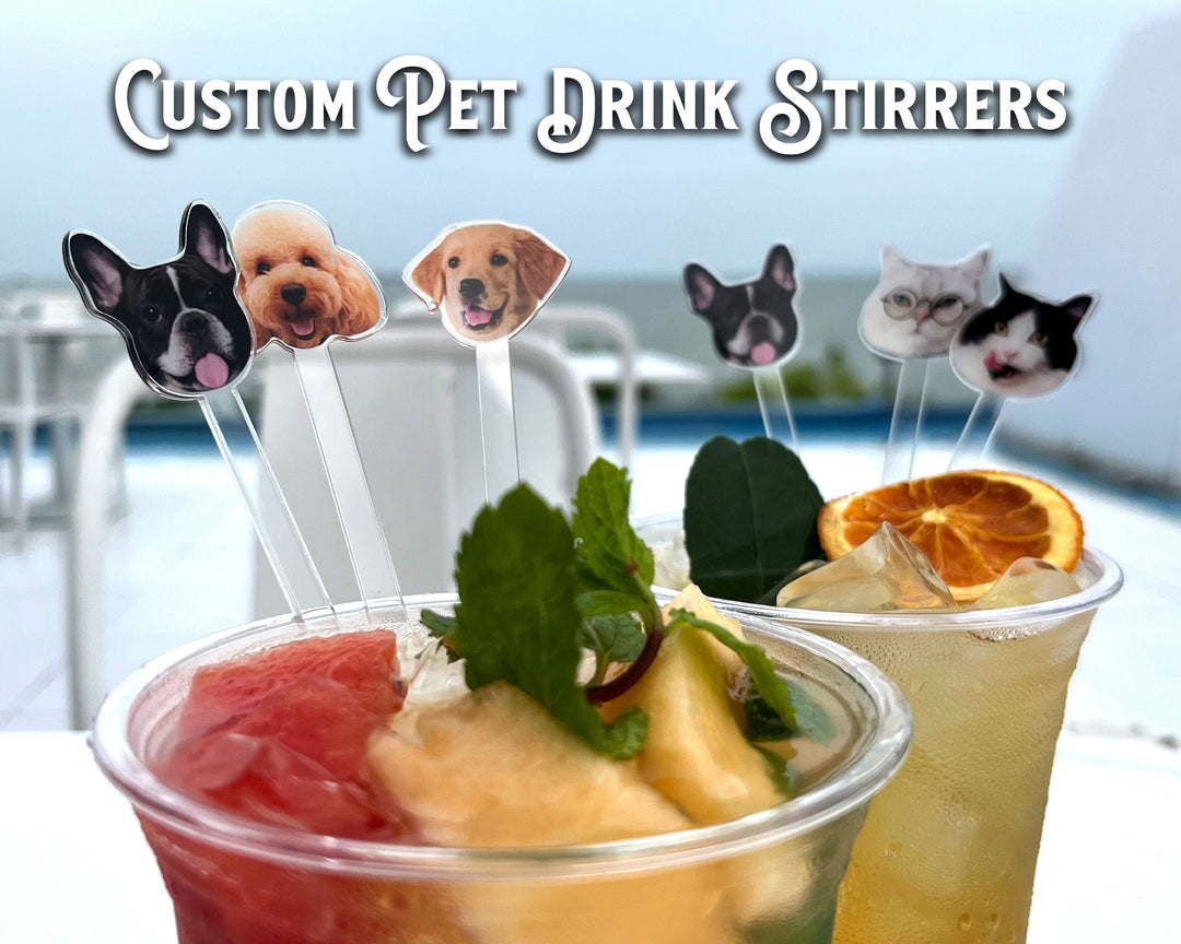 Wedding Pet Stir Sticks, 50 pcs Double-Sided Dog Stir Stick, Watercolor Acrylic Cocktail Stirrers, Wedding Swizzle,Wedding Drink Stirrers