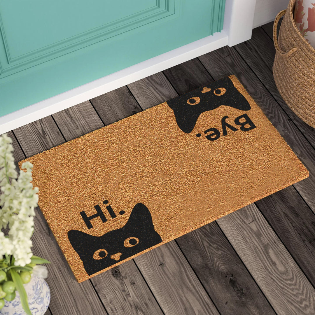 Hi Bye Cat Doormat | Housewarming Gift | Welcome Door Mat | Personalized Custom Doormat | New Home Gift | Wedding Gift | Personalized Gift