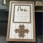 Load image into Gallery viewer, You Are The Piece That Holds Us Together Mom - Personalized Wooden Puzzle Sign
