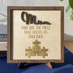 Load image into Gallery viewer, You Are The Piece That Holds Us Together Mom - Personalized Wooden Puzzle Sign
