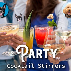 Wedding Pet Stir Sticks, 50 pcs Double-Sided Dog Stir Stick, Watercolor Acrylic Cocktail Stirrers, Wedding Swizzle,Wedding Drink Stirrers