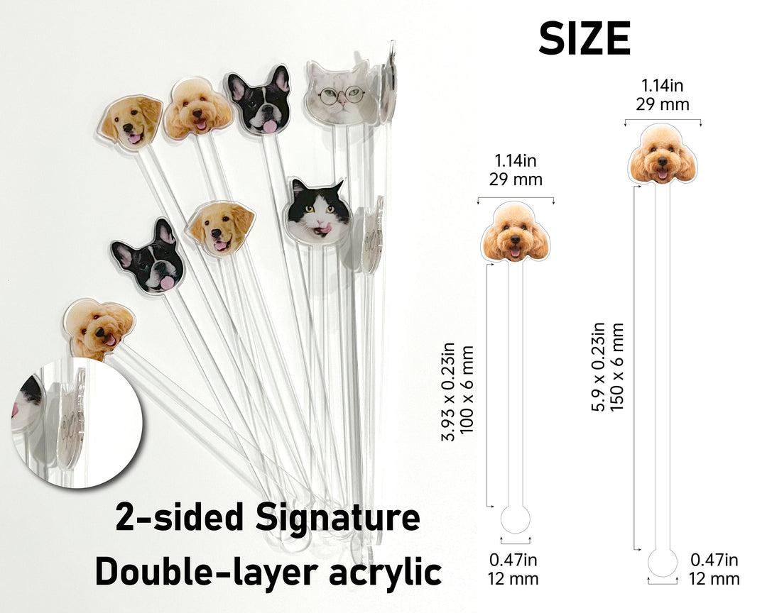 Wedding Pet Stir Sticks, 50 pcs Double-Sided Dog Stir Stick, Watercolor Acrylic Cocktail Stirrers, Wedding Swizzle,Wedding Drink Stirrers