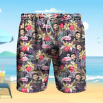 Load image into Gallery viewer, Personalized Hawaiian Short Flower Beach Short Style Face on Swim Trunks Men Beach Trunk
