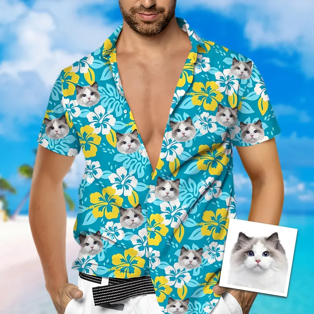 Custom Face Hawaiian Shirt Flower Beach Shirt For Pet Lover Hawaiian Beach Shirt Holiday Gift