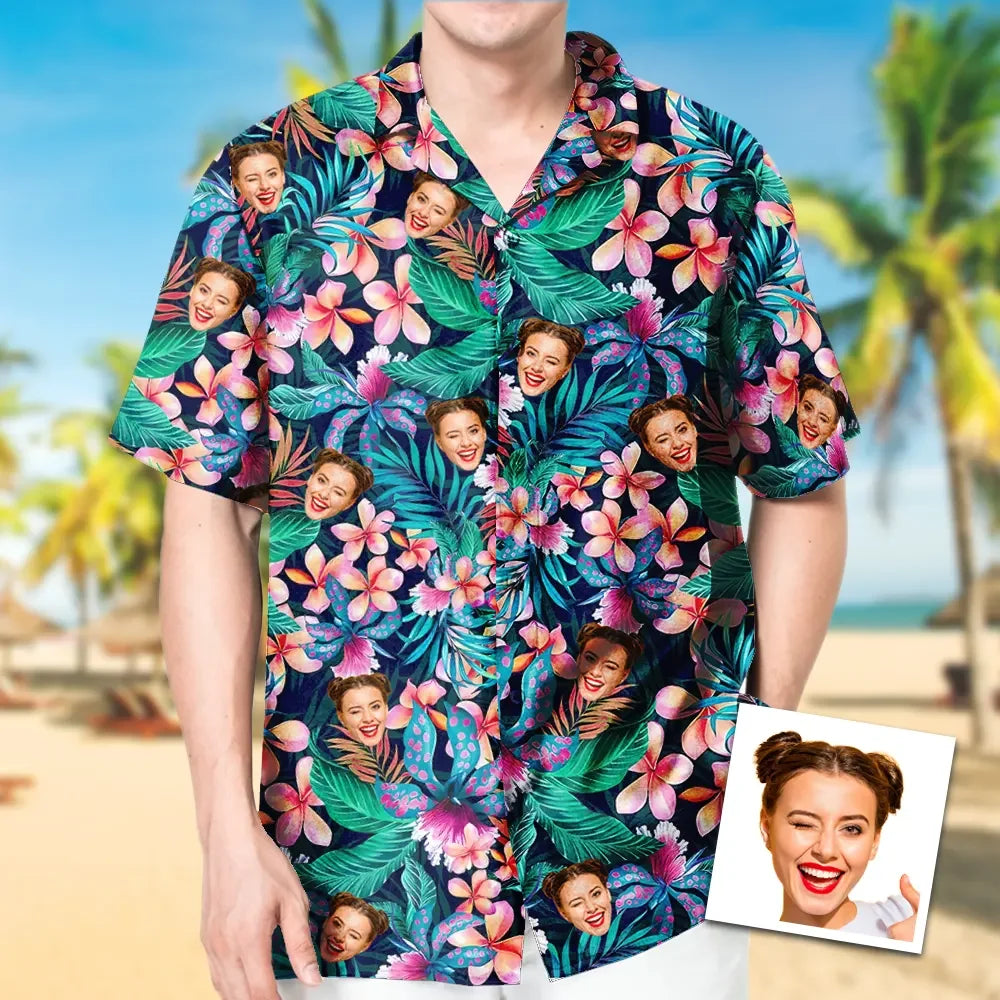 Custom Hawaiian Shirt With Face Flower Beach Shirt Hawaiian Beach Shirt Holiday Gift For Men