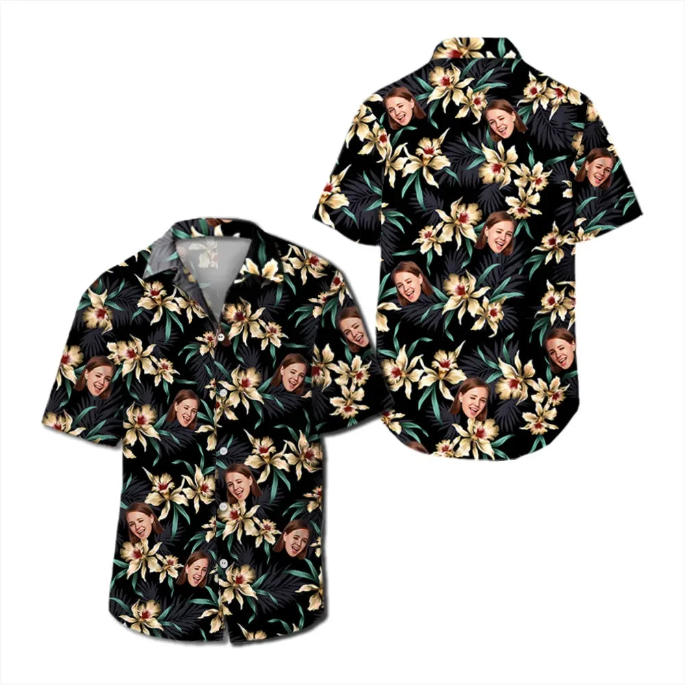 Custom Face Hawaiian Shirt Flower Beach Shirt Hawaiian Beach Shirt Holiday Gift